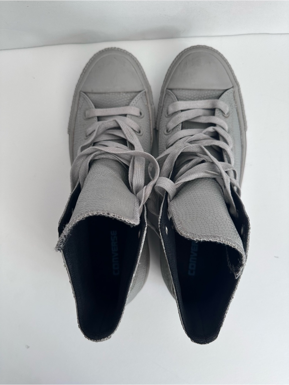 Converse Light Gray High-Top leather Sneakers